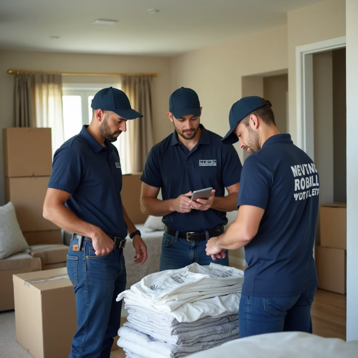 Lifetime Moving team reviewing digital moving checklist and equipment in South Florida
