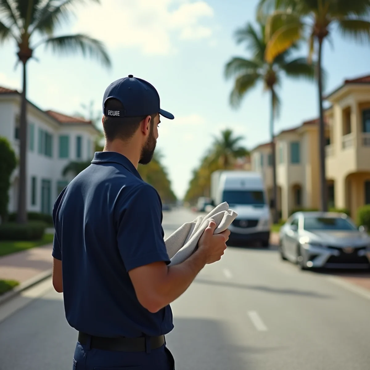 Residential neighborhood streets and architecture in Bal Harbour Florida
