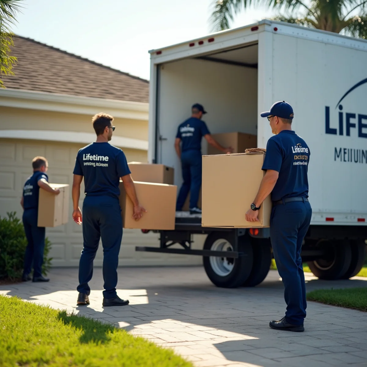 Lifetime Moving crew loading a moving truck in Boynton Beach Florida