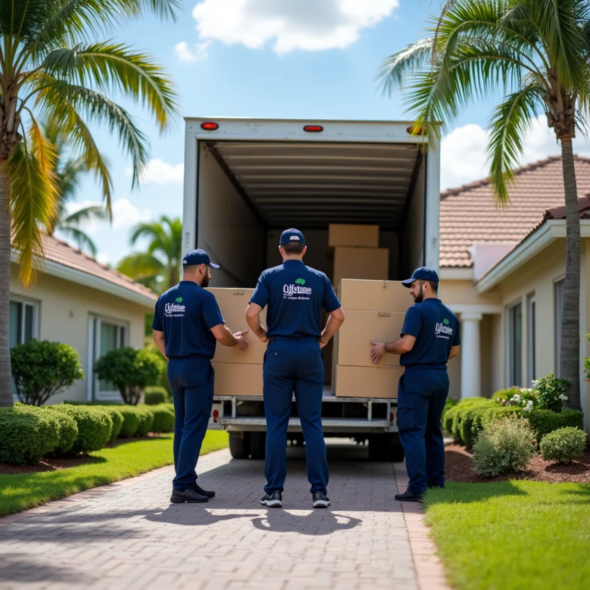 Lifetime Moving crew loading a moving truck in Deerfield Beach Florida
