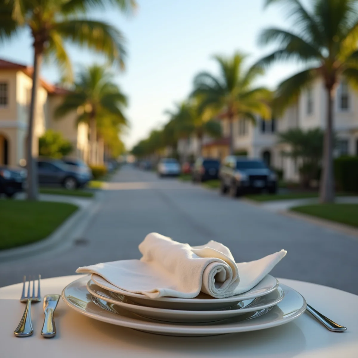 Residential neighborhood streets and architecture in Fontainebleau Florida