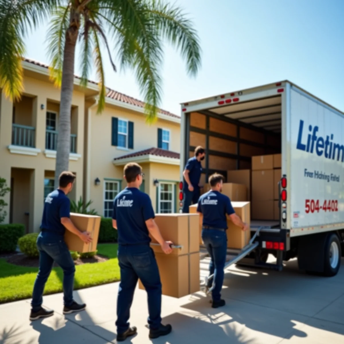 Lifetime Moving crew loading a moving truck in Lauderhill Florida