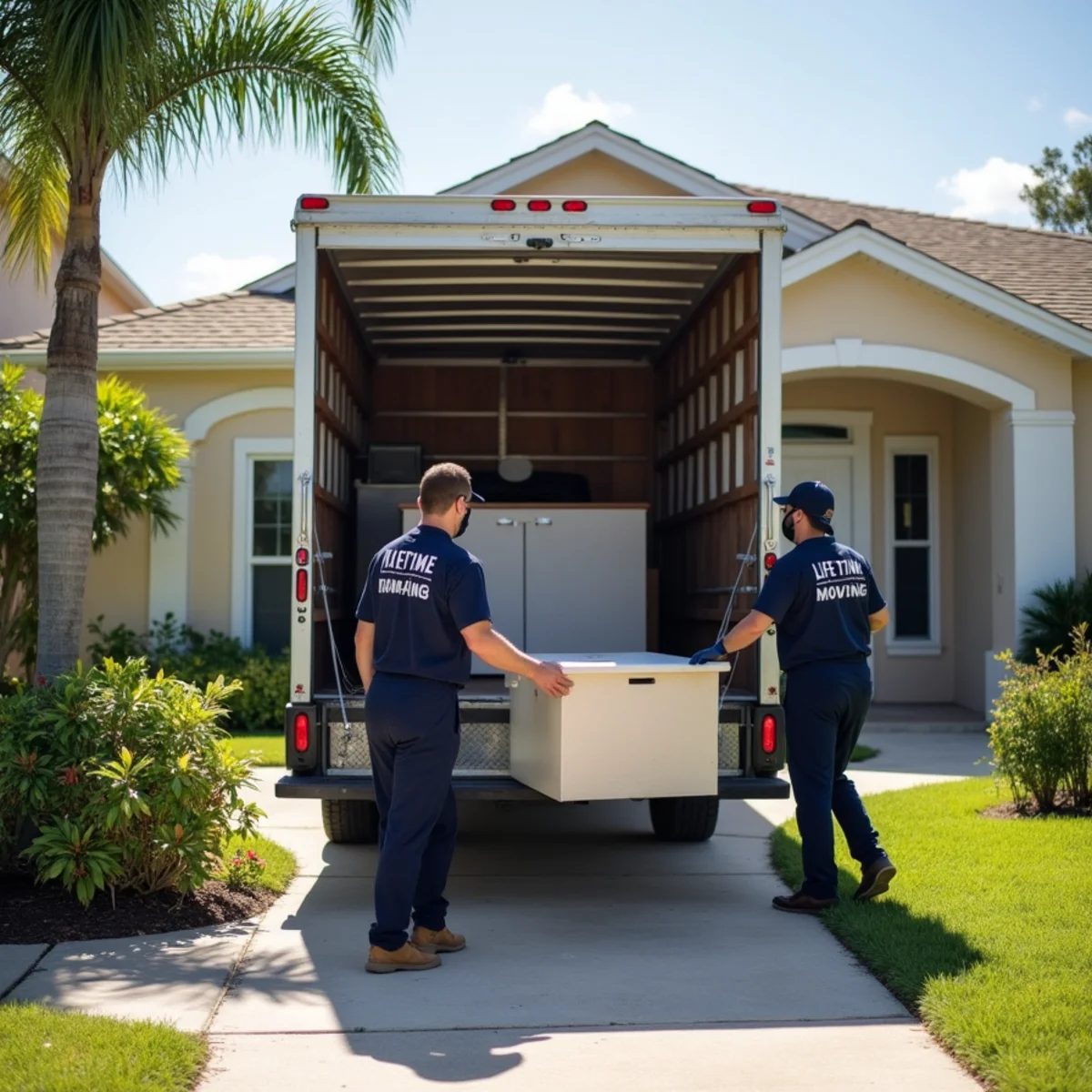 Lifetime Moving crew loading a moving truck in Miami Springs Florida
