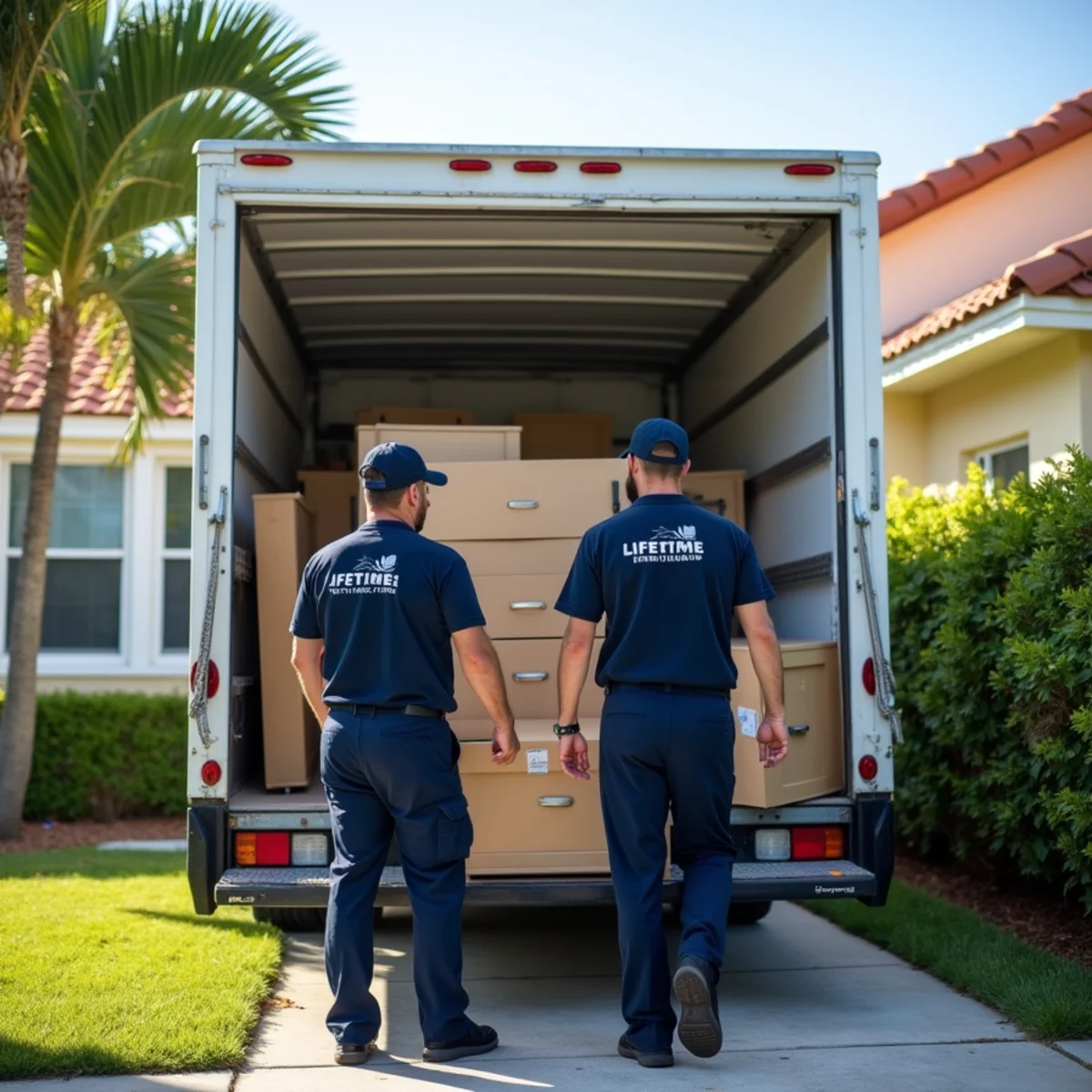 Lifetime Moving crew loading a moving truck in North Miami Beach Florida