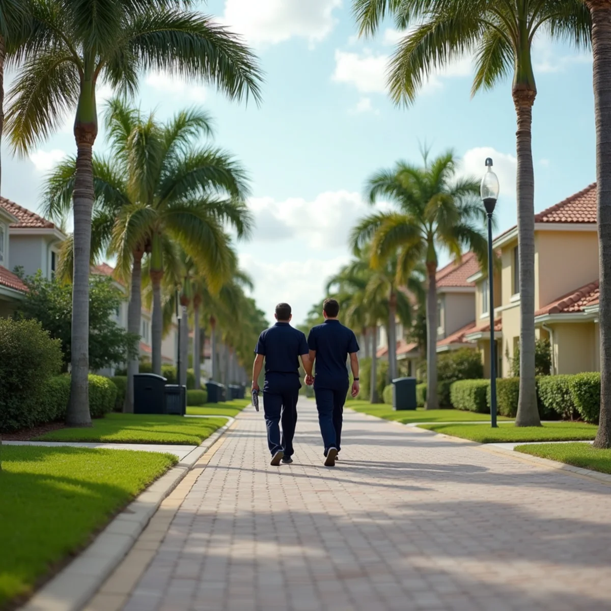 Residential neighborhood streets and architecture in Palm Beach Gardens Florida