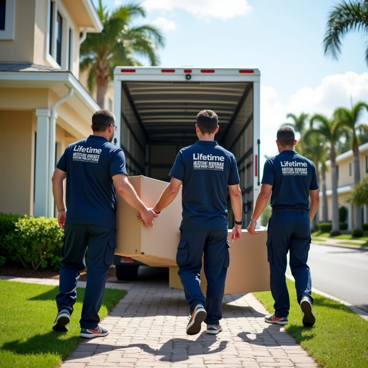 Lifetime Moving crew loading a moving truck in Royal Palm Beach Florida