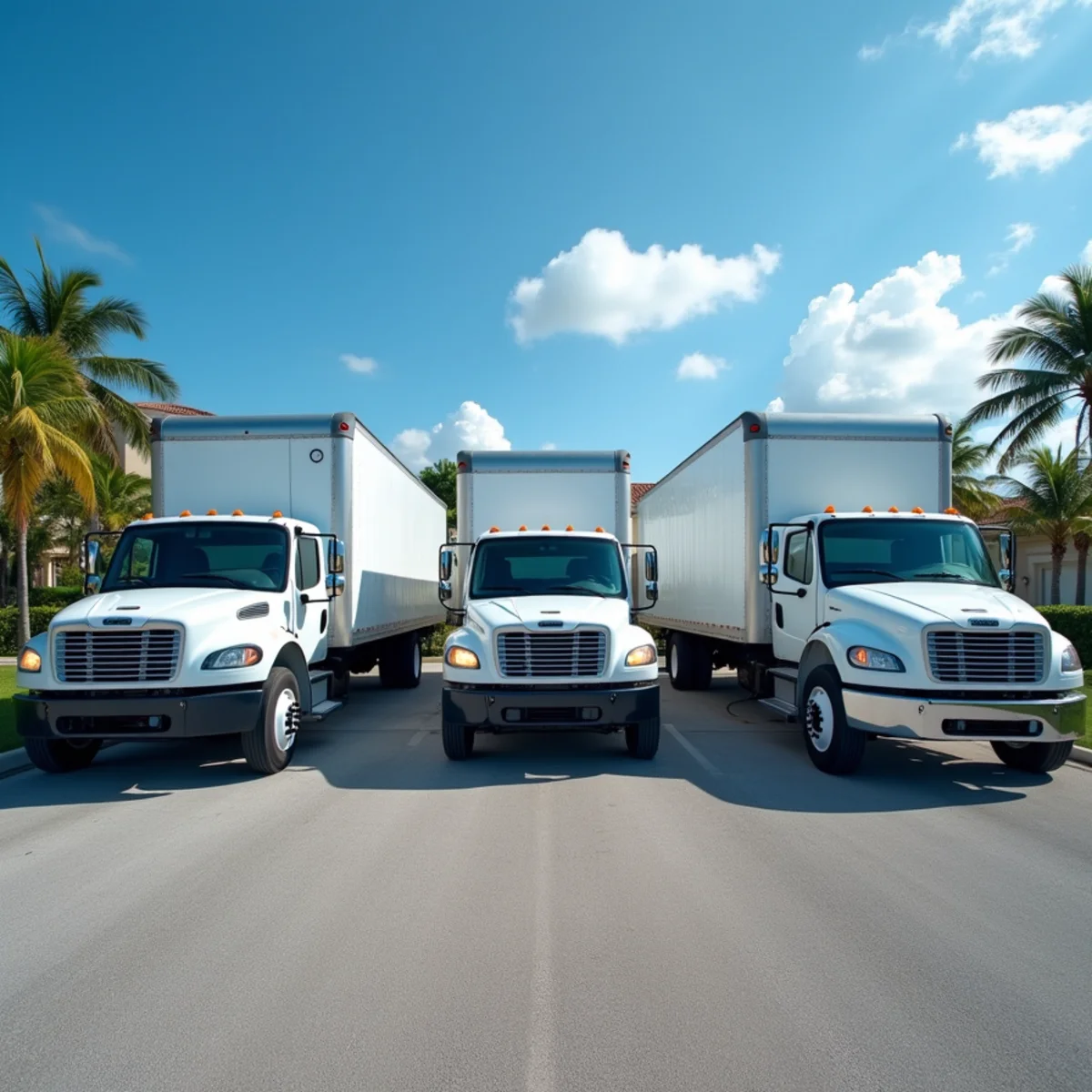 Lifetime Moving commercial moving fleet in Miramar Florida dispatch lot